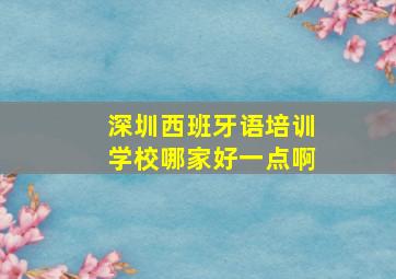 深圳西班牙语培训学校哪家好一点啊