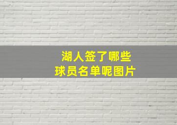 湖人签了哪些球员名单呢图片