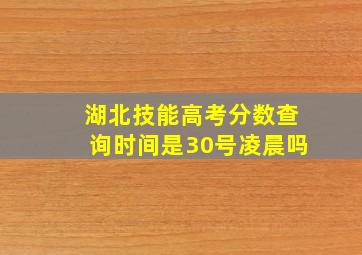 湖北技能高考分数查询时间是30号凌晨吗