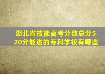 湖北省技能高考分数总分520分能进的专科学校有哪些