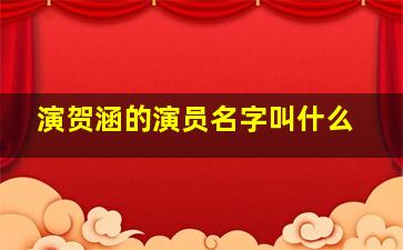 演贺涵的演员名字叫什么