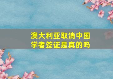 澳大利亚取消中国学者签证是真的吗