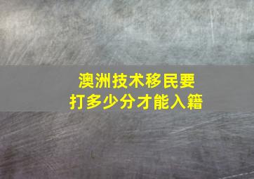 澳洲技术移民要打多少分才能入籍