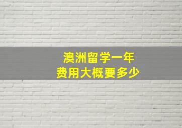 澳洲留学一年费用大概要多少