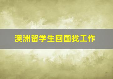 澳洲留学生回国找工作