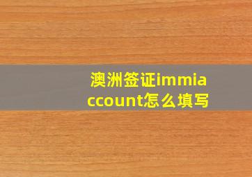 澳洲签证immiaccount怎么填写