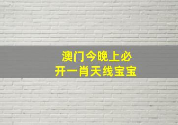 澳门今晚上必开一肖天线宝宝