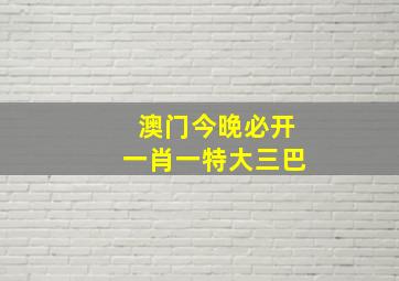 澳门今晚必开一肖一特大三巴