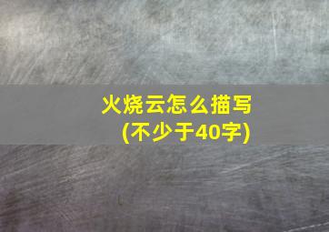 火烧云怎么描写(不少于40字)