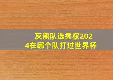 灰熊队选秀权2024在哪个队打过世界杯