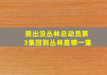 熊出没丛林总动员第3集回到丛林是哪一集