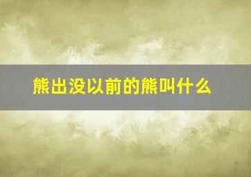 熊出没以前的熊叫什么