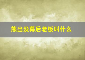 熊出没幕后老板叫什么