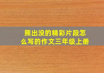 熊出没的精彩片段怎么写的作文三年级上册