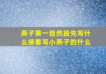 燕子第一自然段先写什么接着写小燕子的什么