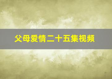 父母爱情二十五集视频