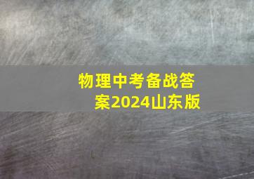 物理中考备战答案2024山东版