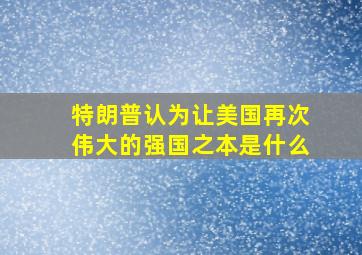 特朗普认为让美国再次伟大的强国之本是什么