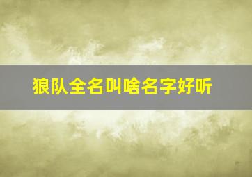 狼队全名叫啥名字好听