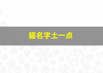 猫名字土一点