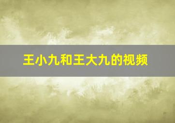 王小九和王大九的视频