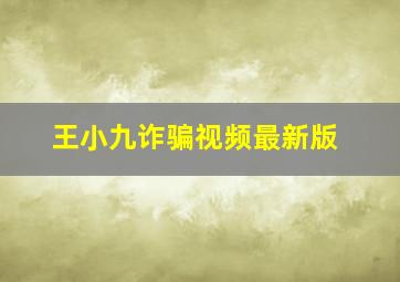 王小九诈骗视频最新版