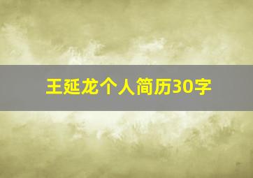 王延龙个人简历30字