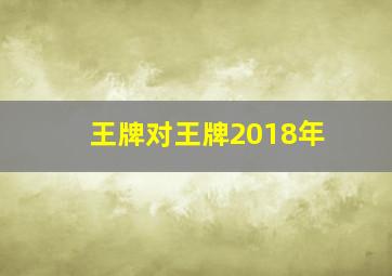 王牌对王牌2018年