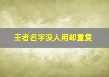 王者名字没人用却重复