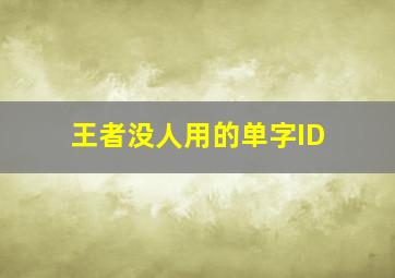 王者没人用的单字ID