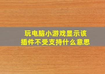 玩电脑小游戏显示该插件不受支持什么意思