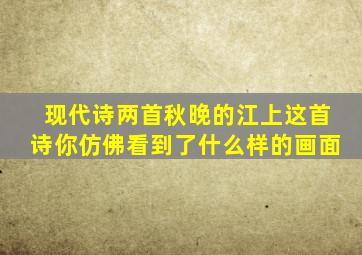 现代诗两首秋晚的江上这首诗你仿佛看到了什么样的画面