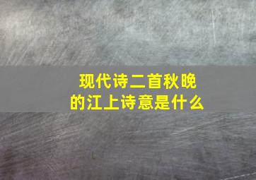 现代诗二首秋晚的江上诗意是什么