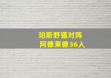 珀斯野猫对阵阿德莱德36人