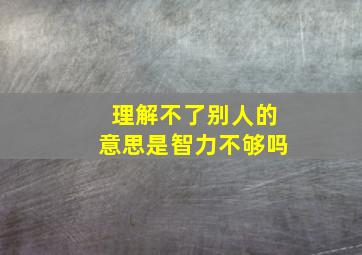 理解不了别人的意思是智力不够吗