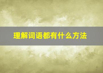 理解词语都有什么方法