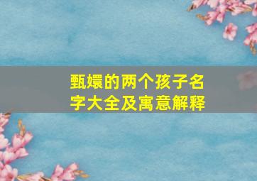 甄嬛的两个孩子名字大全及寓意解释