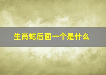 生肖蛇后面一个是什么