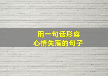 用一句话形容心情失落的句子