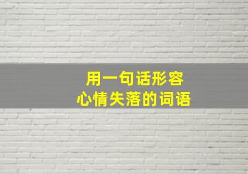 用一句话形容心情失落的词语