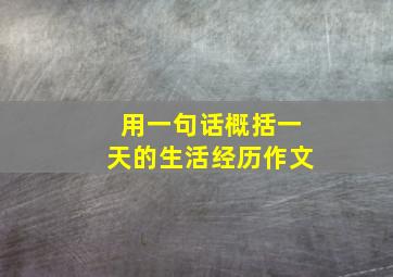 用一句话概括一天的生活经历作文