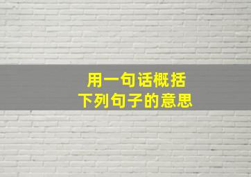 用一句话概括下列句子的意思