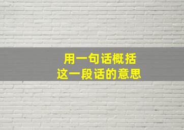 用一句话概括这一段话的意思