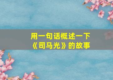 用一句话概述一下《司马光》的故事