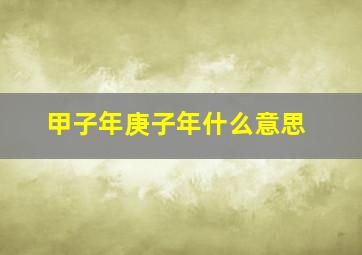 甲子年庚子年什么意思