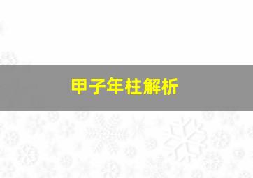 甲子年柱解析