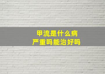 甲流是什么病严重吗能治好吗