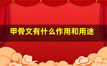 甲骨文有什么作用和用途