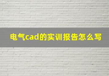 电气cad的实训报告怎么写