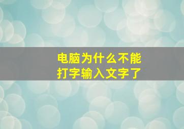 电脑为什么不能打字输入文字了